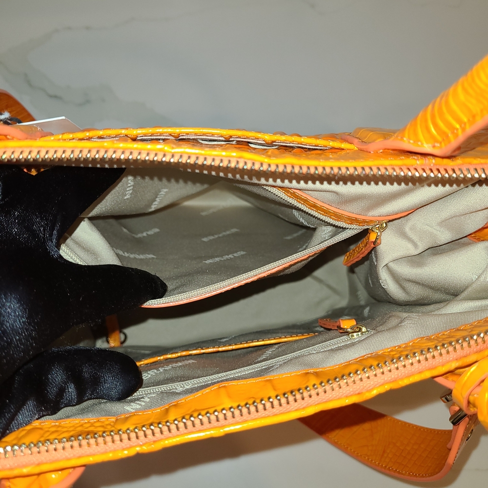 Brahmin Orange Croc-Embossed Tote - Picture 15 of 16